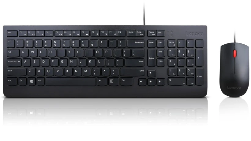 Lenovo Essential Wired Keyboard and Mouse Combo, USB, Black.