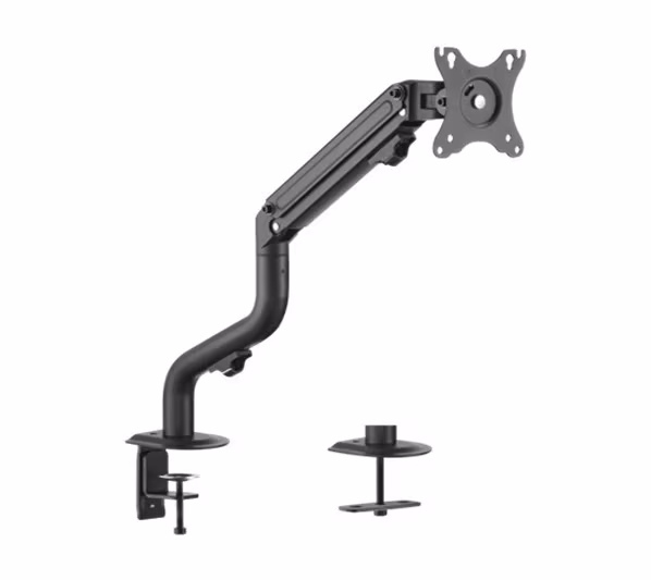 Arm for 1 monitor 17”-32” - Gembird MA-DA1-02, Adjustable desk display mounting arm, Gas spring 2-8kg, VESA 75/100, arm rotates, extends and retracts, tilts to change reading angles, and allows to rotate display from landscape-to-portrait mode
