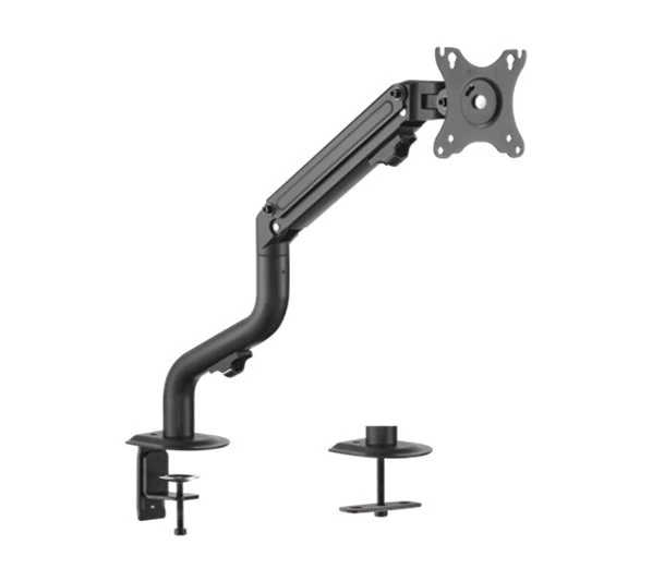Arm for 1 monitor 17”-32” - Gembird MA-DA1-02, Adjustable desk display mounting arm, Gas spring 2-8kg, VESA 75/100, arm rotates, extends and retracts, tilts to change reading angles, and allows to rotate display from landscape-to-portrait mode