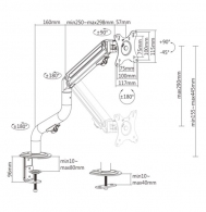 Arm for 1 monitor 17”-32” - Gembird MA-DA1-02, Adjustable desk display mounting arm, Gas spring 2-8kg, VESA 75/100, arm rotates, extends and retracts, tilts to change reading angles, and allows to rotate display from landscape-to-portrait mode thumbnav 2