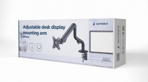 Arm for 1 monitor 17”-32” - Gembird MA-DA1-02, Adjustable desk display mounting arm, Gas spring 2-8kg, VESA 75/100, arm rotates, extends and retracts, tilts to change reading angles, and allows to rotate display from landscape-to-portrait mode thumbnav 3
