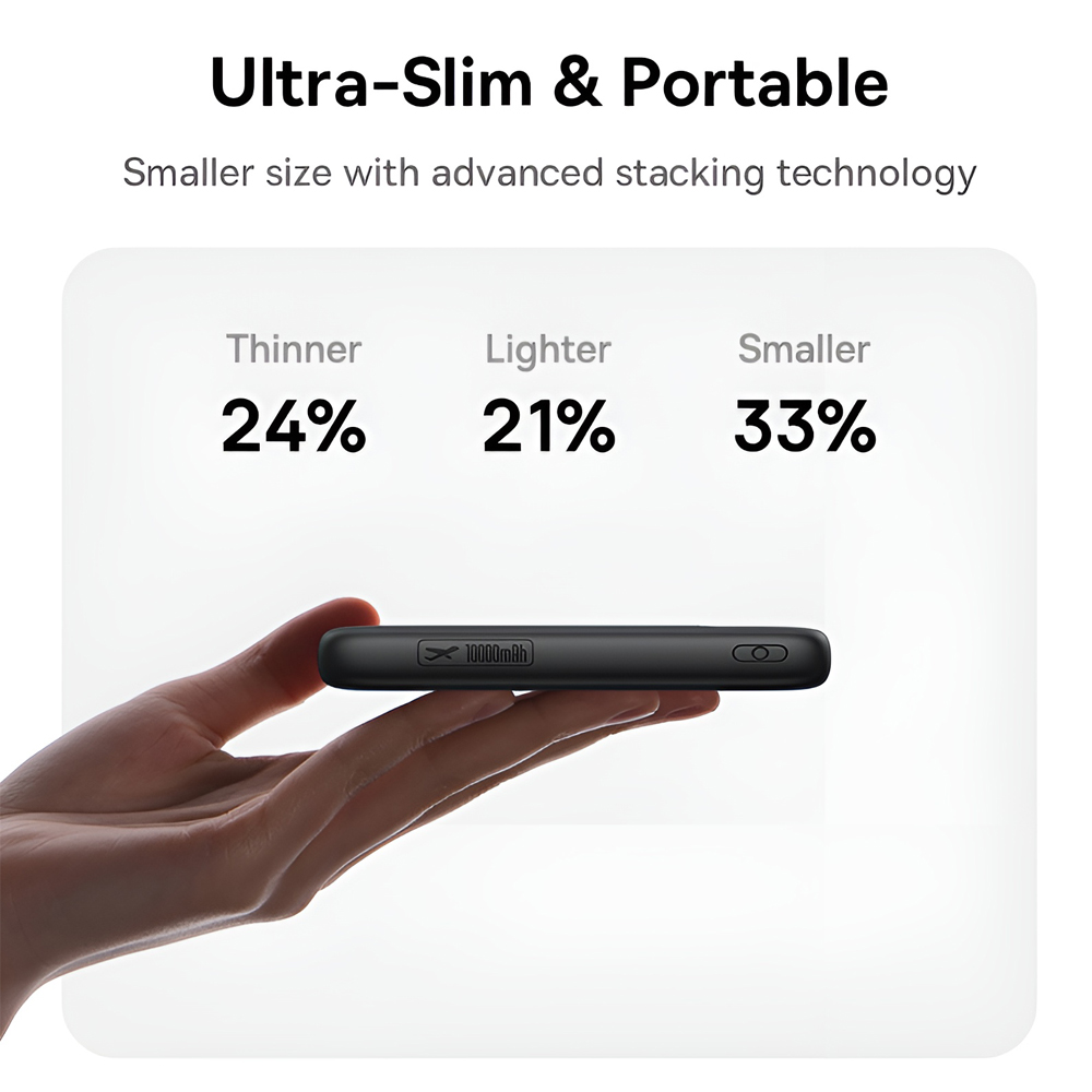 Внешний аккумулятор Baseus Power Bank 10000mAh 22,5W with Cable Type-C 0.3m, EnerFill FC11 Digital Display, Cosmic Black photo 3