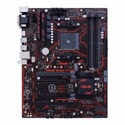 ASUS PRIME B350-PLUS, Socket AM4, AMD B350, Dual 4xDDR4-3200, APU AMD graphics, VGA, DVI, HDMI, 2xPCIe X16, 6xSATA3, RAID, 1xM.2 slot, ALC887 7.1ch HDA, GbE LAN, 2xUSB3.1 Gen 2, 6xUSB3.1, 5X Pro.III, ATX