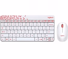 Logitech Wireless Desktop MK240 Nano USB, Keyboard + Mouse, 2.4GHz nano USB receiver, White/Red, Retail