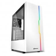 Sharkoon RGB SLIDER White  ATX Case, with Side Panel of Tempered Glass, without PSU, Tool-free, Cable Management, Front Panel w/1xARGB LED Strip, Pre-Installed Fans: Rear 1x120mm, ARGB Controller, 2x3.5