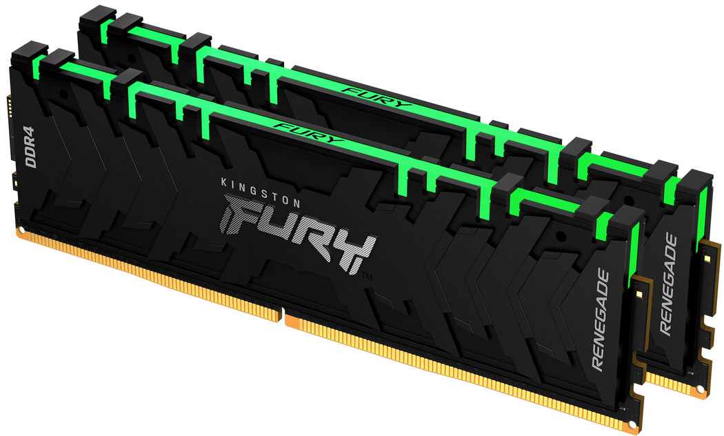 16GB (Kit of 2*8GB) DDR4-3200  Kingston FURY® Renegade DDR4 RGB, PC25600, CL16, 1.35V, Symmetric Black/Silver Large heat spreader, Dynamic RGB effects featuring Kingston FURY Infrared Sync technology, Intel XMP Ready (Extreme Memory Profiles) photo 1