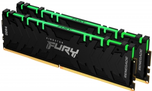 16GB (Kit of 2*8GB) DDR4-3200  Kingston FURY® Renegade DDR4 RGB, PC25600, CL16, 1.35V, Symmetric Black/Silver Large heat spreader, Dynamic RGB effects featuring Kingston FURY Infrared Sync technology, Intel XMP Ready (Extreme Memory Profiles) thumbnav 1