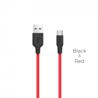 Кабель USB на USB-C HOCO  X21 Silicone / 1m / Silicone / up to 2A / Black/Red thumbnav 1