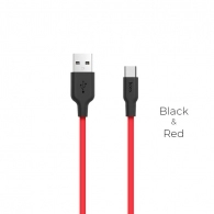 Кабель USB на USB-C HOCO  X21 Silicone / 1m / Silicone / up to 2A / Black/Red