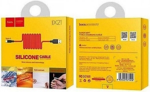 Кабель USB на USB-C HOCO  X21 Silicone / 1m / Silicone / up to 2A / Black/Red thumbnav 3