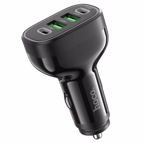 USB автомобильное зарядное устройство HOCO ”NZ11 Guide” / 2xUSB + 2xUSB-C / 72W / up to PD36W / QC3.0 / Black 