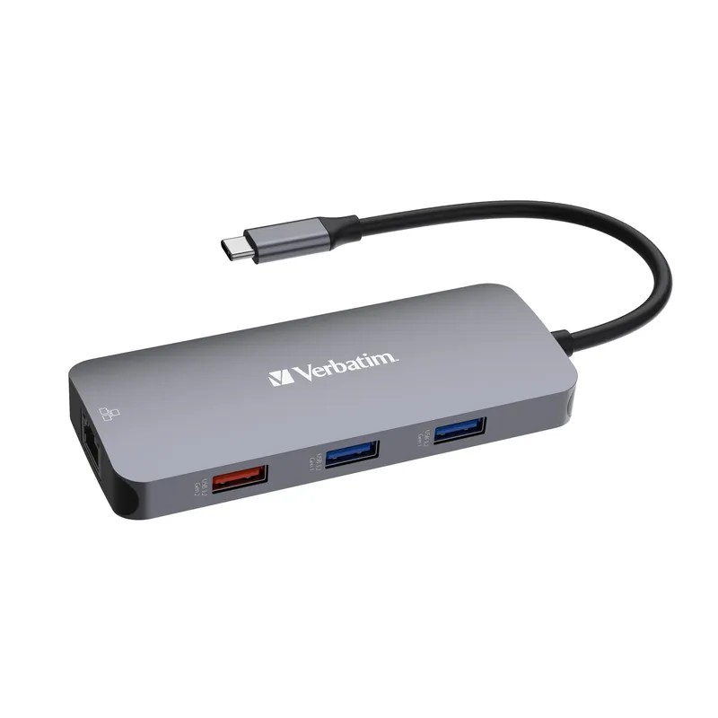 Многопортовый Адаптер Verbatim CMH-09/ USB-С/ 2xUSB-A 3.2/ 1xUSB-A 3.2(Gen 2)/ 2xUSB-C 3.2(Gen 2)/ HDMI/ RJ45/ SD/ microSD photo 2
