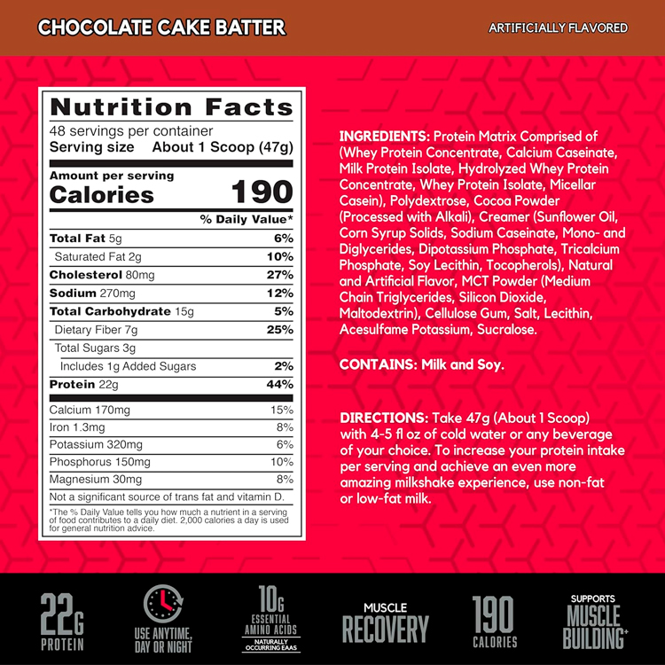 Сывороточный протеин BSN SYNTHA-6 Ultra Premium Protein Matrix, Chocolate Cake Batter 5lb/2.27 кг photo 2