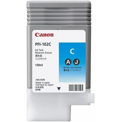 Ink Cartridge Canon PFI-102 C, cyan, 130ml for iPF500,510,600,605,610,650,655,700,710,720,750,755,760,765