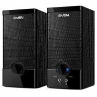 SVEN SPS-603 Black,  2.0 / 2x3W RMS, USB power supply, headphone and microphone jack, wooden,  2.1" thumbnav 1