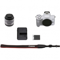 Mirrorless Camera CANON EOS M50 Mark II + 15-45 f/3.5-6.3 IS STM White (4729C028) thumbnav 4