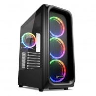 Sharkoon TK5M RGB ATX Case, with Side Panel of Tempered Glass, without PSU, Tool-free, Mesh Front Panel, Pre-Installed Fans: Front 3x120mm A-RGB LED, Rear 1x120mm A-RGB LED, ARGB Controller, 1xTypeC, 2xUSB3.0, 1xHeadphones, 1xMic, Top&Front Magnetic dust 