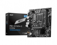 MSI PRO B760M-E DDR4, Socket 1700, Intel® B760 (13/12th Gen CPU), CPU graphics, VGA, HDMI, Dual 2xDDR4-4800, 1xPCIe X16 4.0, 4xSATA3, RAID, 1xM.2 4.0, 1xM.2 4.0, 1xPCIe X1, ALC897 7.1 HDA, 1xGbE LAN, 4xUSB3.2, RGB Led, mATX thumbnav 1