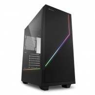 Sharkoon RGB FLOW  ATX Case, with Side Panel of Tempered Glass, without PSU, Tool-free, Illuminated Front Panel, Pre-Installed Fans: Front 1x120mm, 2x ARGB LED Strips, ARGB Controller, 2x3.5