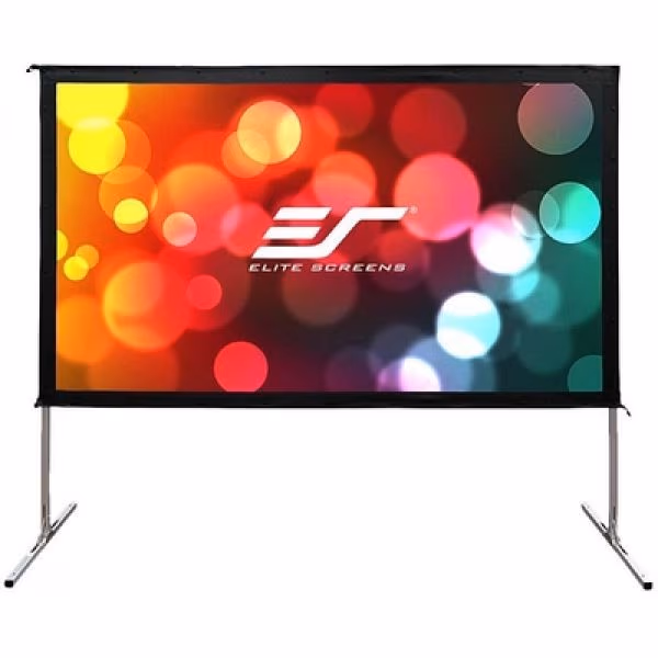 Elite Screens 100" (16:9) 222 x 125 cm, Outdoor/Indoor Projection Screen, Yard Master 2 Dual, Versatile, Outdoor/Indoor True Dual Front/Rear Projection Screen with Stand, Black, Silver Aluminum Frame, Assembles without the use of tools, Carrying bag 