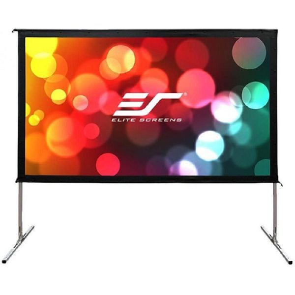 Elite Screens 100" (16:9) 222 x 125 cm, Outdoor/Indoor Projection Screen, Yard Master 2 Dual, Versatile, Outdoor/Indoor True Dual Front/Rear Projection Screen with Stand, Black, Silver Aluminum Frame, Assembles without the use of tools, Carrying bag photo 1