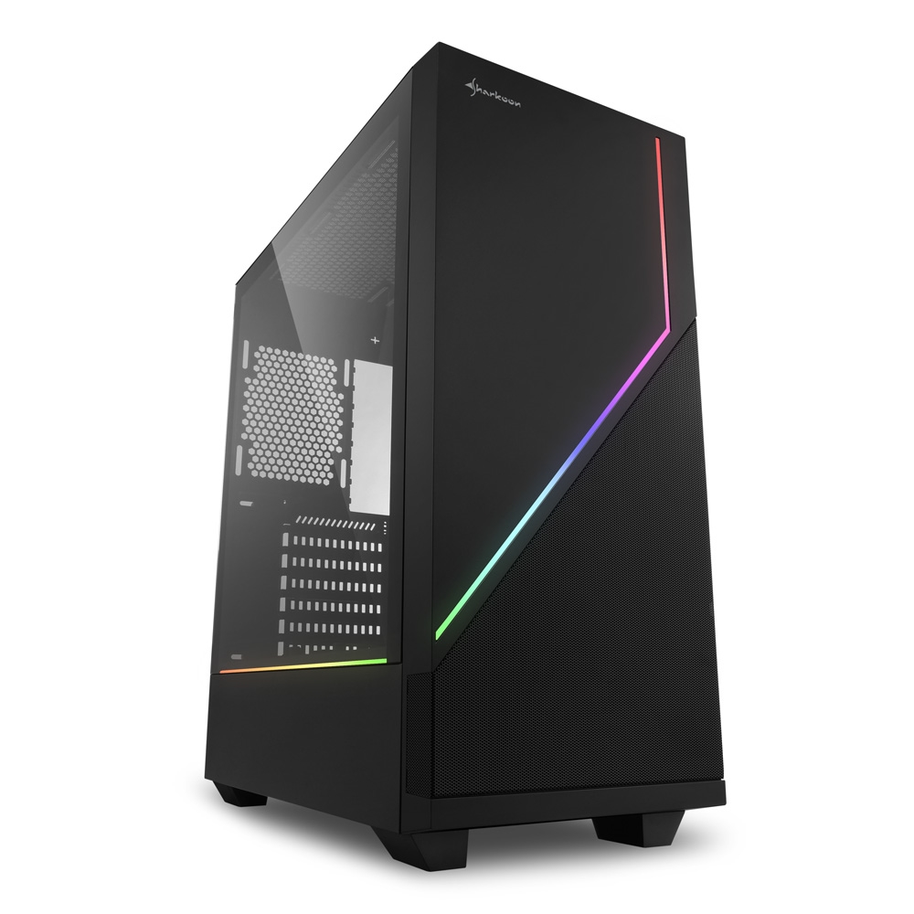 Carcasa Sharkoon RGB FLOW / no PSU / Side panel / 1x120mm, 2x ARGB LED Strips / ATX / Black photo 1