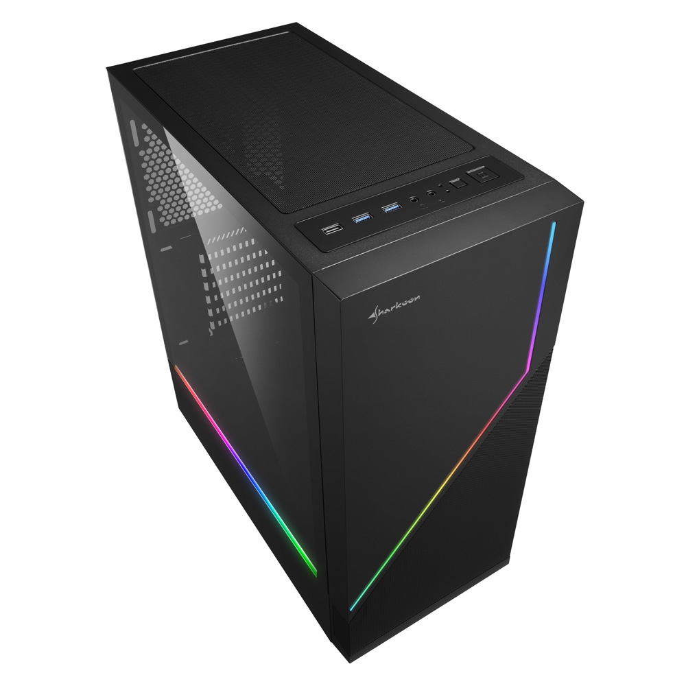 Carcasa Sharkoon RGB FLOW / no PSU / Side panel / 1x120mm, 2x ARGB LED Strips / ATX / Black photo 3