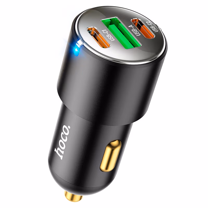 Автомобильное зарядное устройство USB HOCO ”NZ6”/ USB + 2xUSB-C, Total output: 45W / up to PD45W / QC3.0 / Black 