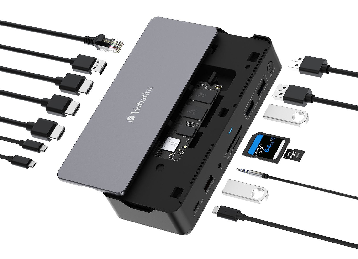 Doc-Station Verbatim USB-C Pro CDS-15S wtih M.2 NVMe slot, 15 ports photo 1 Doc-Station Verbatim USB-C Pro CDS-15S wtih M.2 NVMe slot, 15 ports photo 1