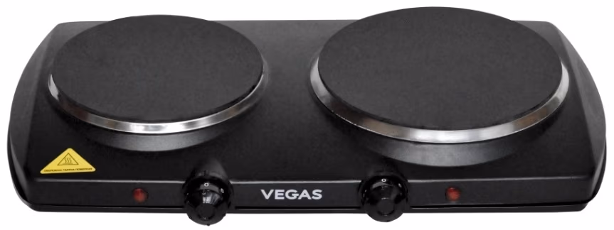 Plita de masa electrica Vegas VEC2048, 2 arzatoare, 2000 W, Negru