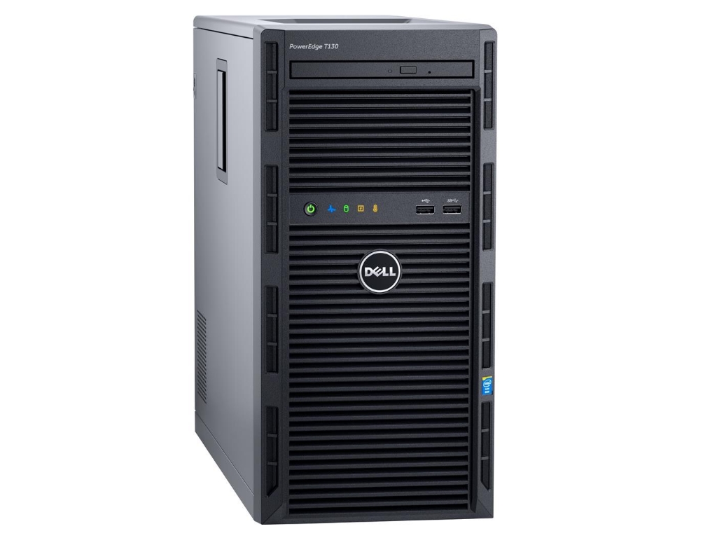 Dell PowerEdge T130 Tower, Intel Xeon E3-1220 v6 (3.0GHz, 8M Cache, 4C/4T, 80W), 8GB DDR4 UDIMM RAM, 2TB 7.2K RPM NLSAS HDD (up to 4 3,5" Cabled HDD), DVD-RW, PERC H330 RAID, iDRAC8 Basic, Broadcom 5720 DP 1Gb, 290W cabled PSU photo 1