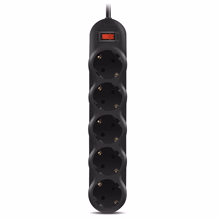 Surge Protector SVEN SF-05L, 5 Sockets, 1m, Black
