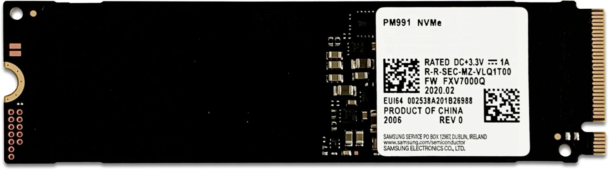 M.2 NVMe SSD 128GB Samsung PM991, Interface: PCIe3.0 x4 / NVMe1.2, M2 Type 2242 form factor, Sequential Read: 2000 MB/s, Sequential Write: 1000 MB/s, Max Random 4k: Read / Write: 64K IOPS/220K IOPS, Samsung Phoenix controller, V-NAND TLC, Bulk photo 1