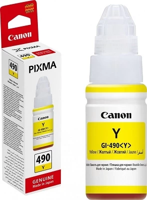 Ink Bottle Canon GI-490 Y (0666C001), yellow, 70ml for G1400/1410/G2410/G2411/G2415/G3410/G3411/G3415/G4411, 7000 p.