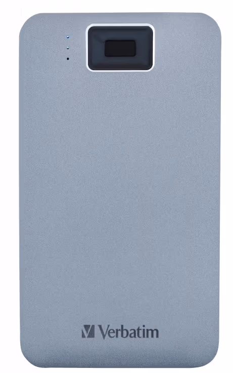 2.5” External HDD 1.0TB (USB3.2/USB-C)  Verbatim Executive Fingerprint Secure, Grey, Aluminium, Sleek, Nero Backup Software, Green Button Energy Saving Software