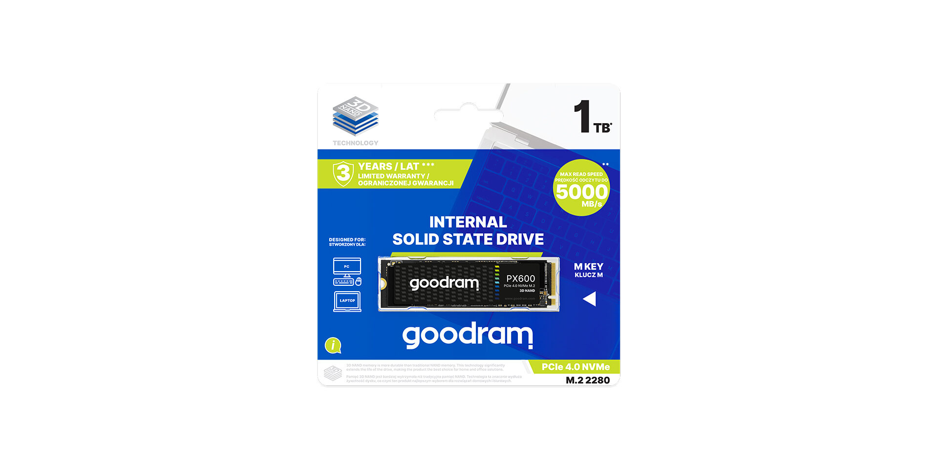 M.2 NVMe SSD GOODRAM PX600 Gen2 / 1.0TB / 3D NAND TLC photo 3