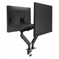 Arm for 2 monitors 17”-34” -  AOC AM420B Black, Desk Clamp/Grommet, Aluminum structure, Mechanical Gas Spring System, Height adjustment, Max.Load: 2-9kg, Tilt: '-90°~+85°, Swivel:180°, Rotation:360°, Hidden cable management, VESA 75/100 thumbnav 5