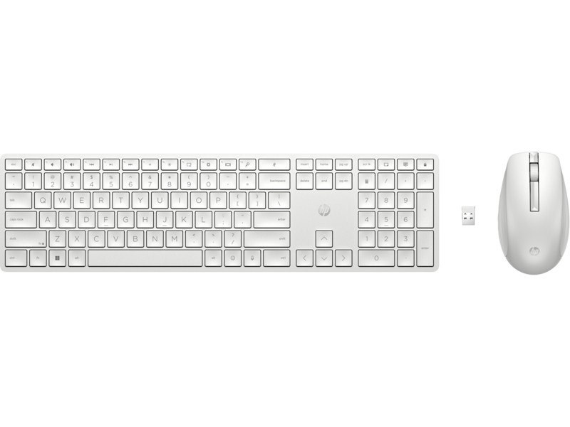 Tastatura si mouse Wireless HP 650, White photo 1