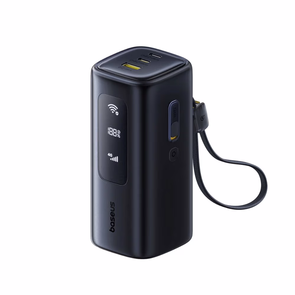 Внешний аккумулятор Baseus Power Bank 20000mAh 67W with Cable Type-C 0.3m, EnerGeek GX11 MiFi, Cosmic Black