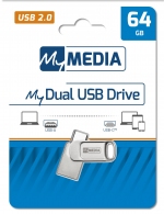 64GB USB2.0  MyMedia (by Verbatim) MyDual USB Drive Metal casing, USB A + USB-C, Strong metal housing with swivel, Reversible connector (Read 20 MByte/s, Write 12 MByte/s) thumbnav 7