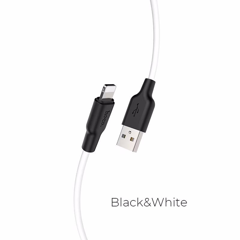 Cable USB to Lightning HOCO “X21 Plus”, 2m, Black/White, up to 3.0A, Charching Data Cable, Outer material: Silicone 