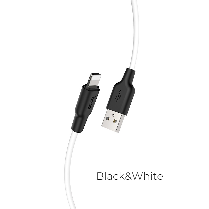 Cable USB to Lightning HOCO “X21 Plus”, 2m, Black/White, up to 3.0A, Charching Data Cable, Outer material: Silicone photo 1
