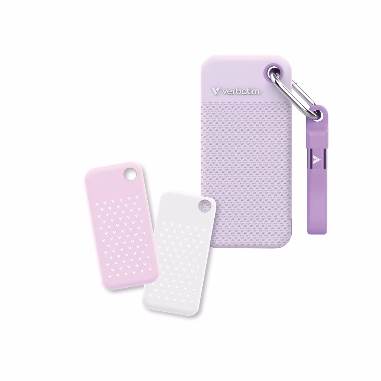 1TB Портативный SSD Verbatim Pocket, Purple with 2 Rubber Sleeves (White & Purple),1000 MB/s