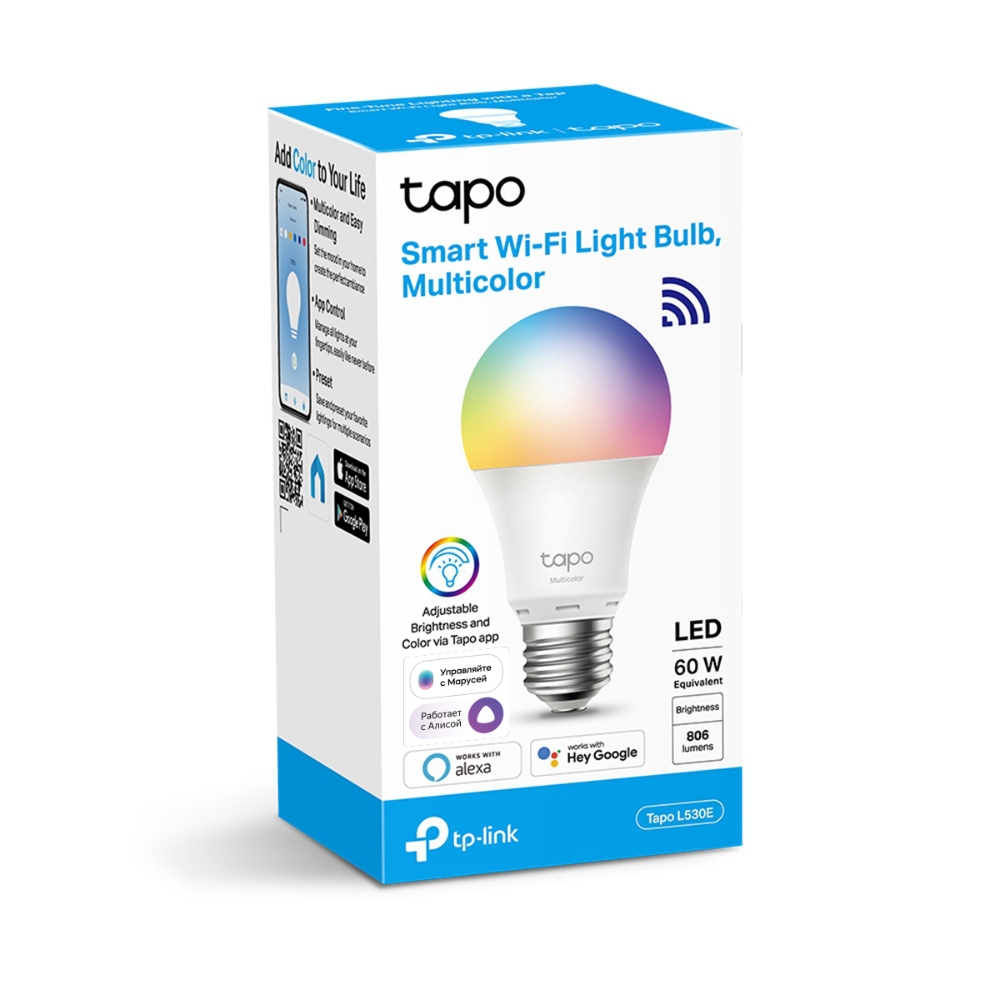 Умная RGb Wi-Fi лампа, Tp-Link Tapo L530E / E27 / 2500K-6500K photo 1