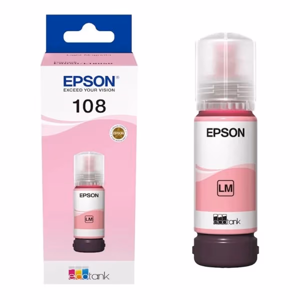 Epson 108 EcoTank Light Magenta ink bottle 70ml, 7200p. for EcoTank L8050 & L18050.