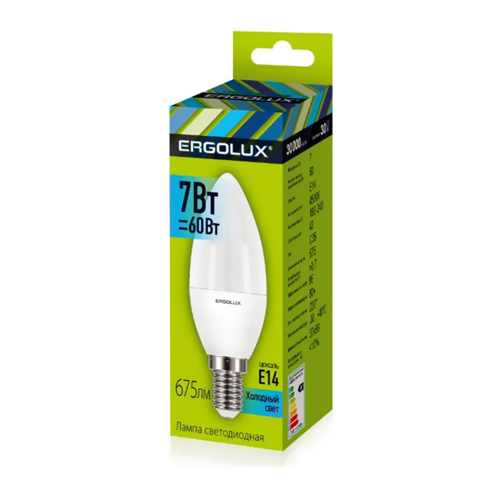 Bec LED Ergolux LED 12135 C35 7W E14 4500K photo 4