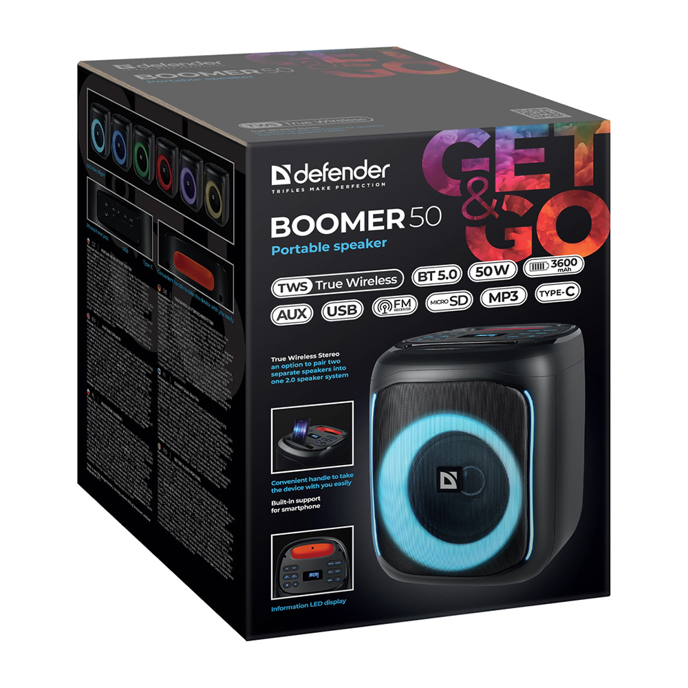 Boxa portabila Defender Boomer 50 Negru photo 7