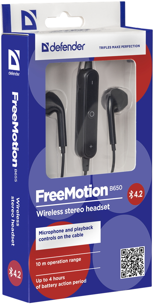 Наушники Defender FreeMotion B650 Черный Беспроводные / Дом и Офис / Черный photo 3