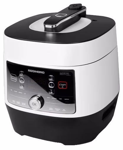 Мультиварка- скороварка Redmond RMCP350, 900 Вт, 14 программ, Черный с белым 