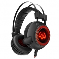 SVEN AP-U840MV, Gaming Headphones with microphone, 2*3.5 mm (3 pin) stereo mini-jack+USB LED light, Non-tangling cable with fabric braid, Cable length: 2.2m, Black thumbnav 1